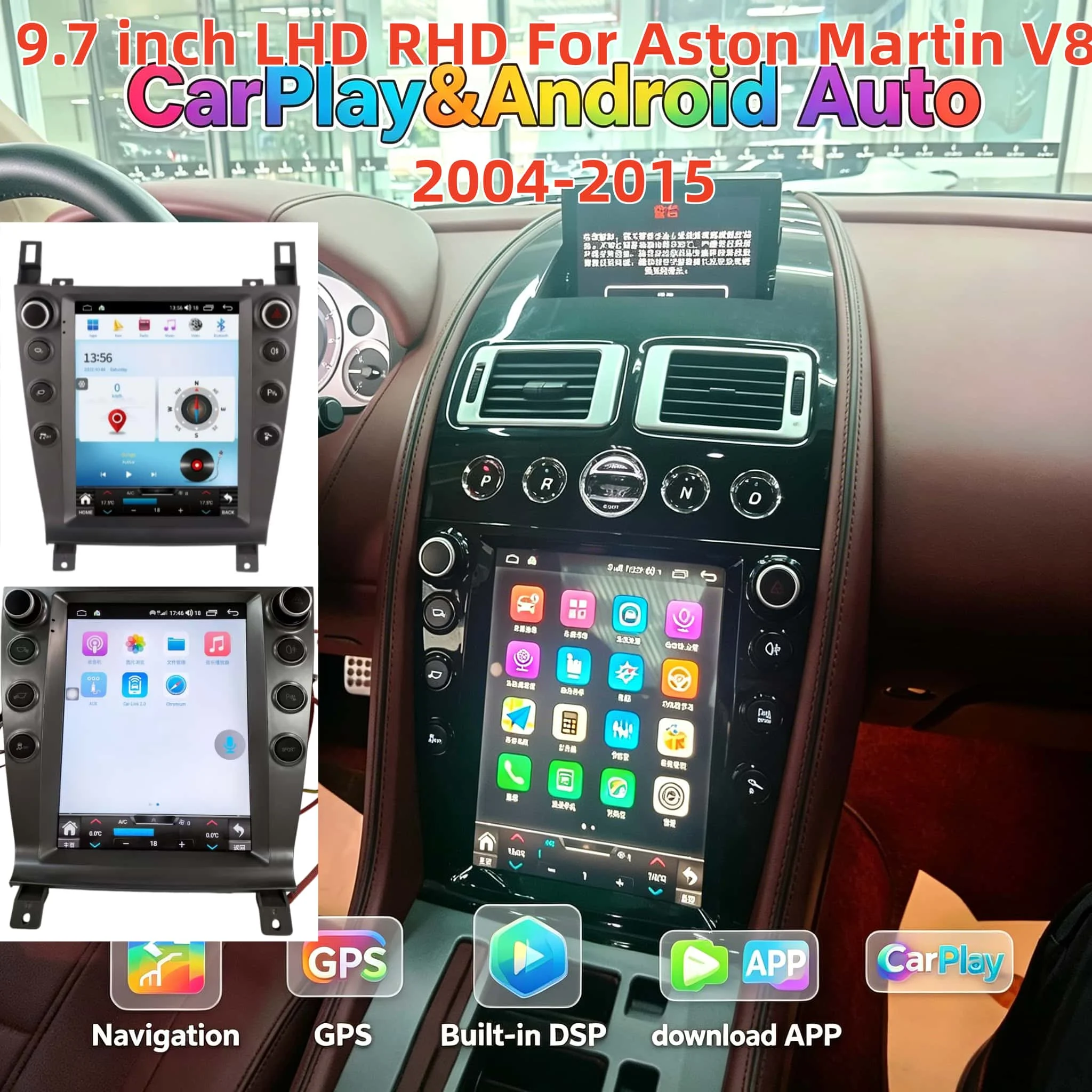 

LHD RHD For Aston Martin V8 2004-2015 Android 14 Auto Stereo Carplay Car Radio Multimedia Player GPS Navigation Head unit DSP