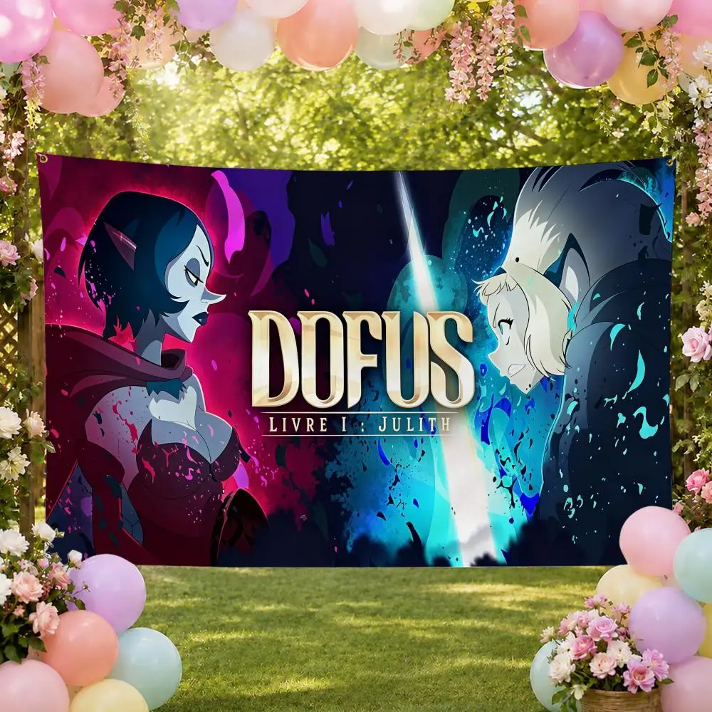 Game D-Dofus Fantasy MMORPG Adventure Flags Fan Banner Tapestry Wall Hanging Garage BarDorm Camp Party Outdoor Home Decor Gift