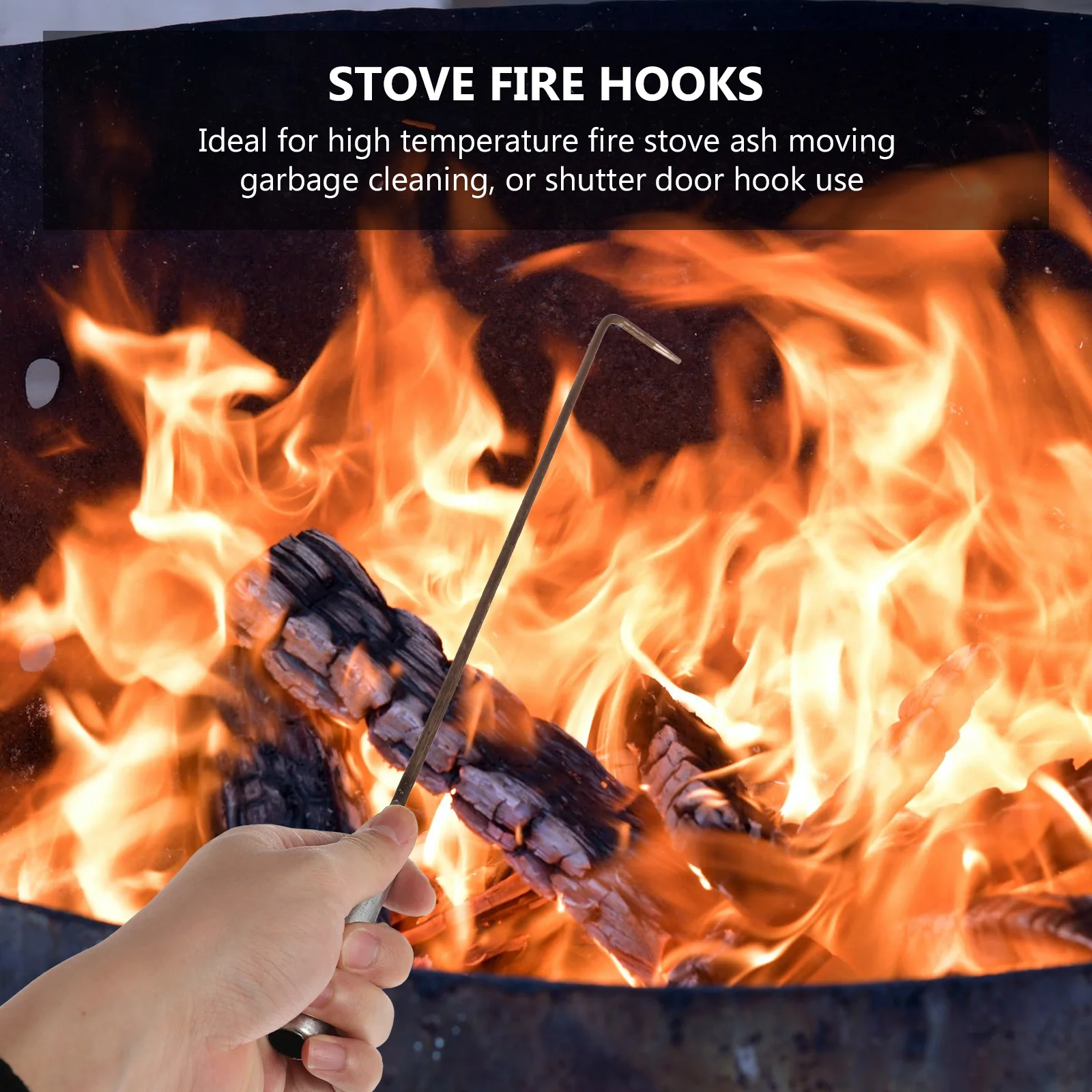 

4pcs BBQ Ash Hook Fireplace Poker Stainless Steel Long Handle Campfire Pit Outdoor Tools Stove Hooks Garbage Cleaner