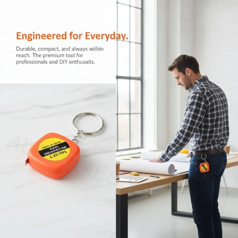[M]Mini Retractable 1M 3FT Measuring Tape With Keychain Compact Lightweight Portable For Household DIY Sewing Daily Use