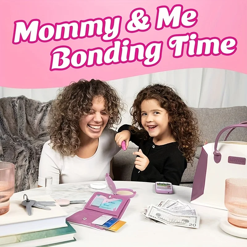 역할극 메이크업이 포함된 공주 화장품 핸드백 - 흰색 및 보라색, 어린이 선물 아이디어