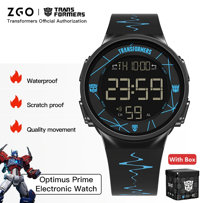 ZGO X Transformers Kids' Watches Waterproof Electronic Watch Multifunction Sports Wristwatch For Teen Student Boys Gift 8553