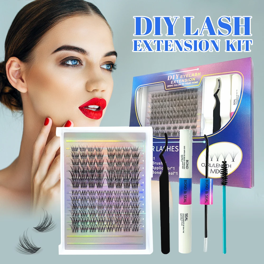 

DIY Makeup Set Clusters Lash Bond and Seal DIY Lashes Extension kit for Gluing Glue Accessories Eyelash Extensions Complete Kit