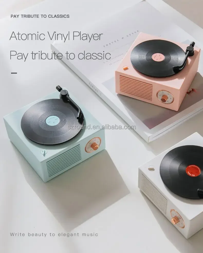 3D Stereo Bt Speaker Atomic vinyl Multi-wireless Creative Record Player trending products