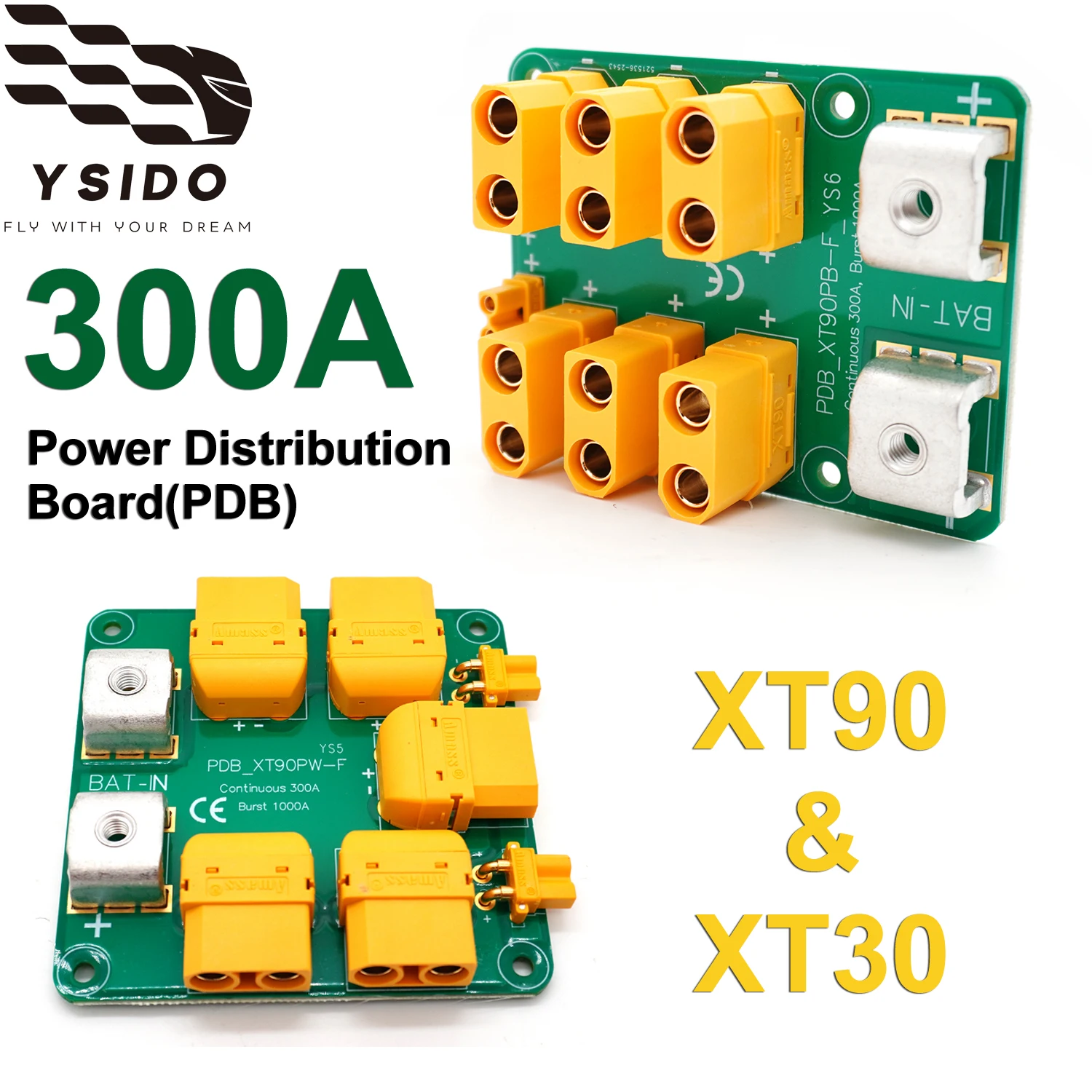 YSIDO 300A Power Distribution Board (PDB) Side Entry / Top Entry with XT90 & XT30 for FPV Drone Quadcopter ESC Battery Parts