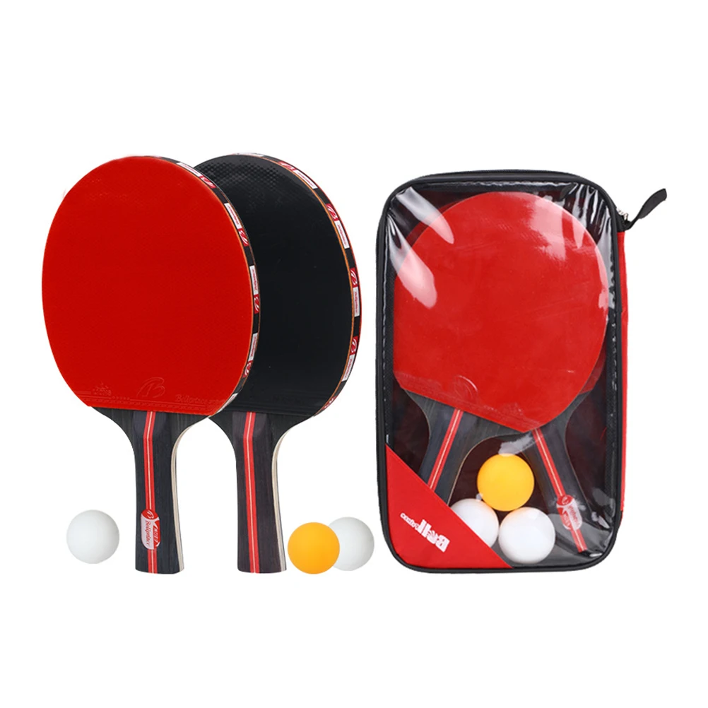 

Table Tennis Racket Set Horizontal Suit Pong Paddle Balls Kids Adults Superior Material Strong Combo Professional Players