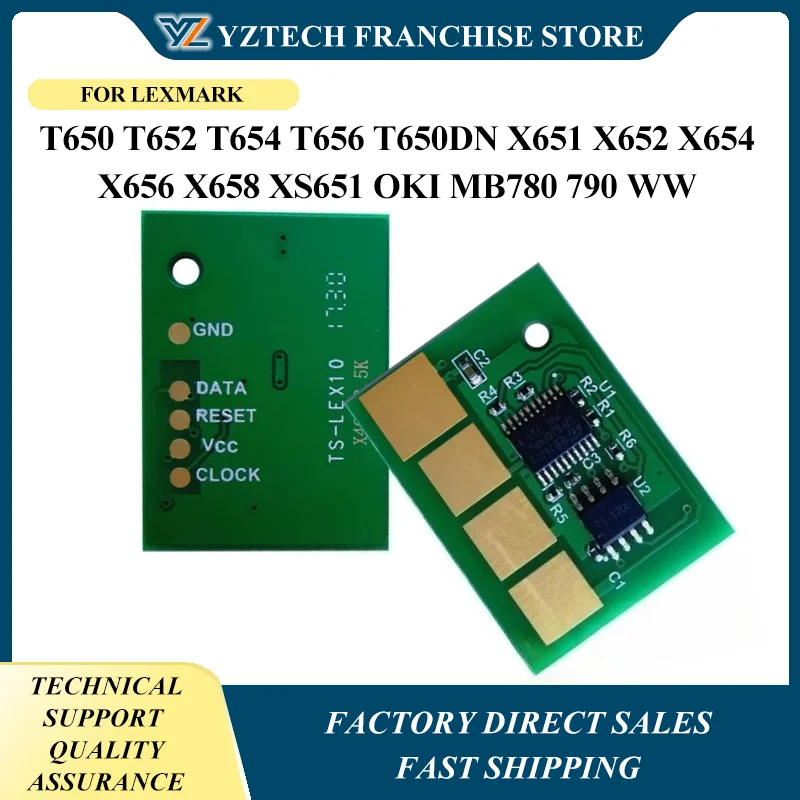 

10PCS Chip 25K XS652 XS654 XS656 XS658 For Lexmark T650 T652 T654 T656 T650DN X651 X652 X654 X656 X658 XS651 OKI MB780 790 WW