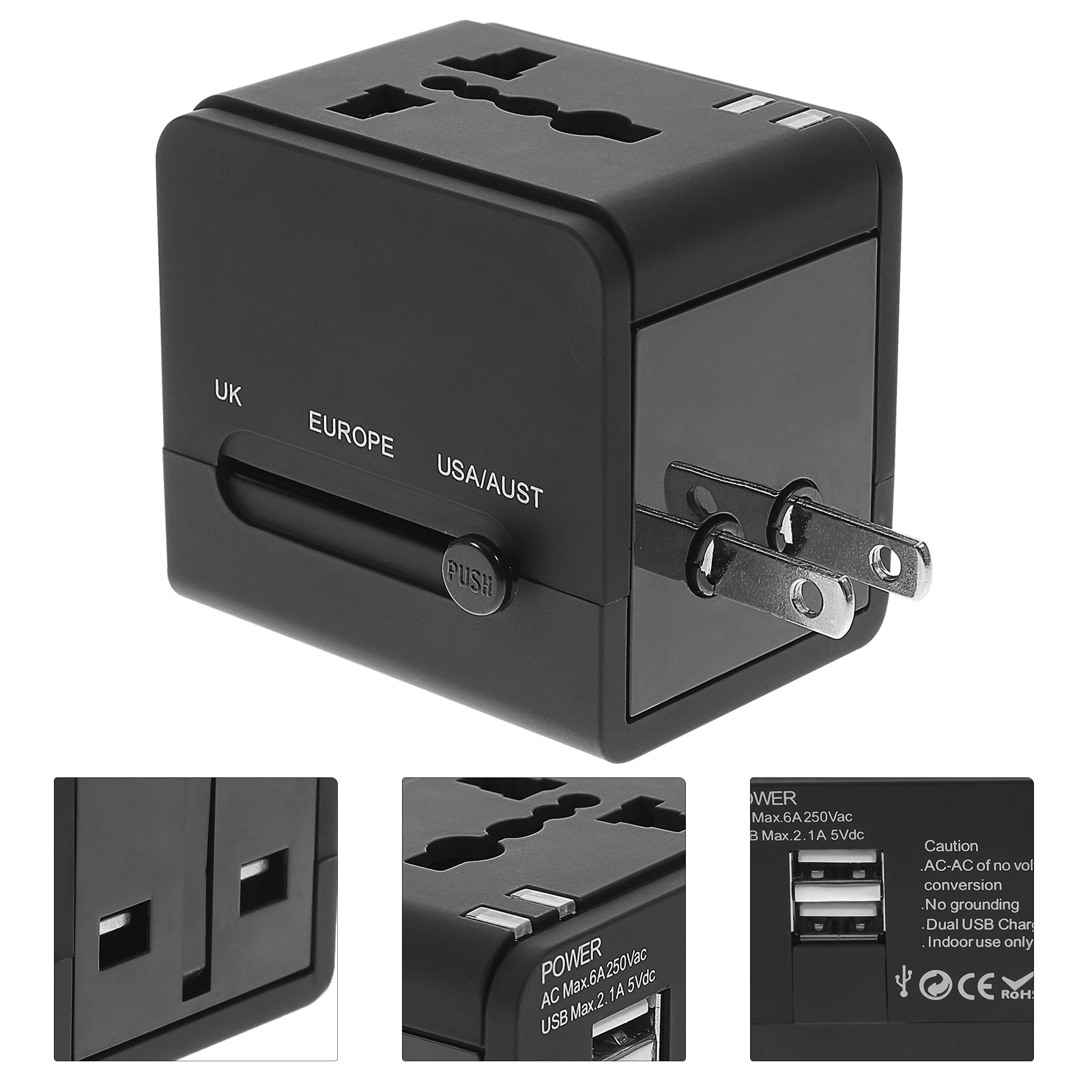

Travel Adapter USB 2.1A Fast Charging European Converter Home Office Trip Multifunction Adaptor