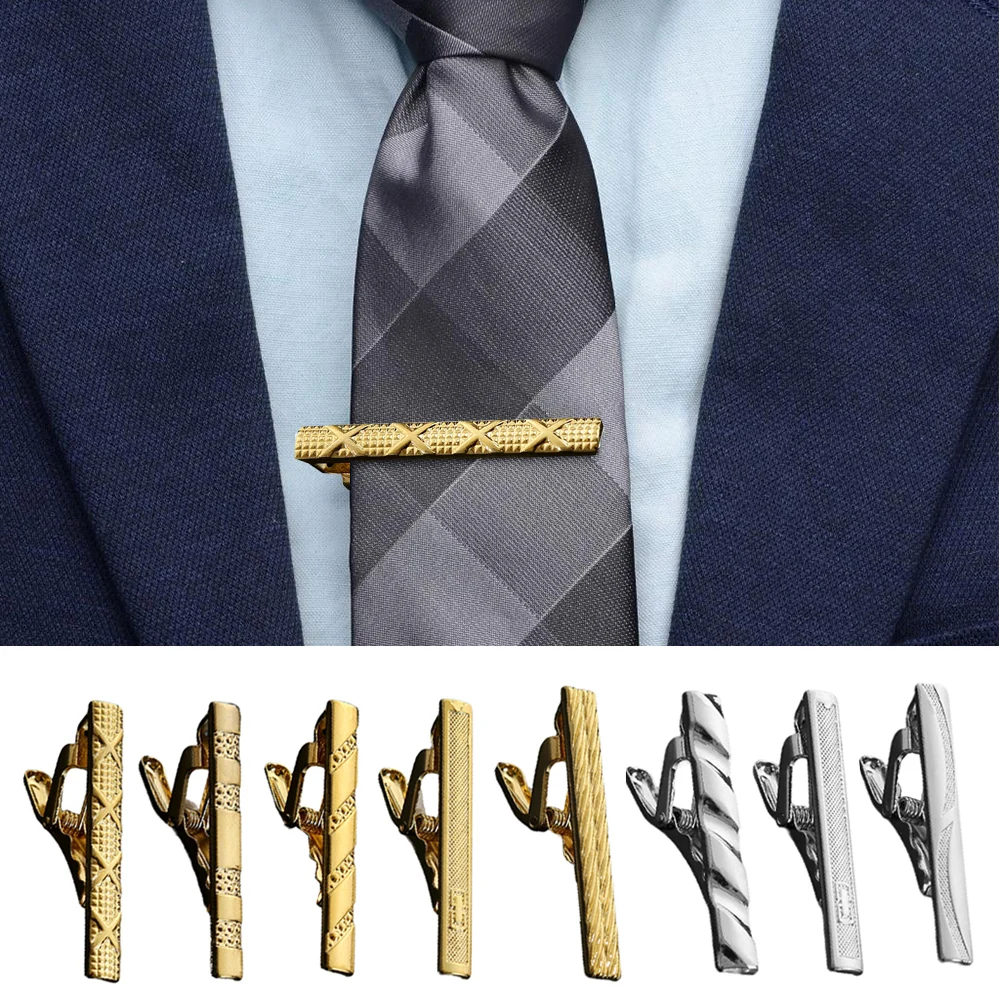 Classic Design Metal Tie Clip Men Wedding Necktie Tie Clasp Clip Gentleman Ties Bar Crystal Tie Pin For Men Accessories Jewelry