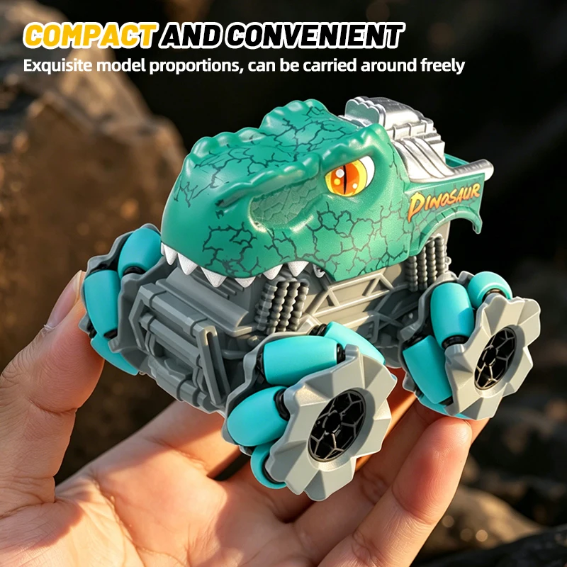 1/64 Dinosaur RC Car Vehicle Toys for Kids Big Wheel Remote Control Stunt Cars with Lights Auto Demo 360 Degree Rotation RC Car