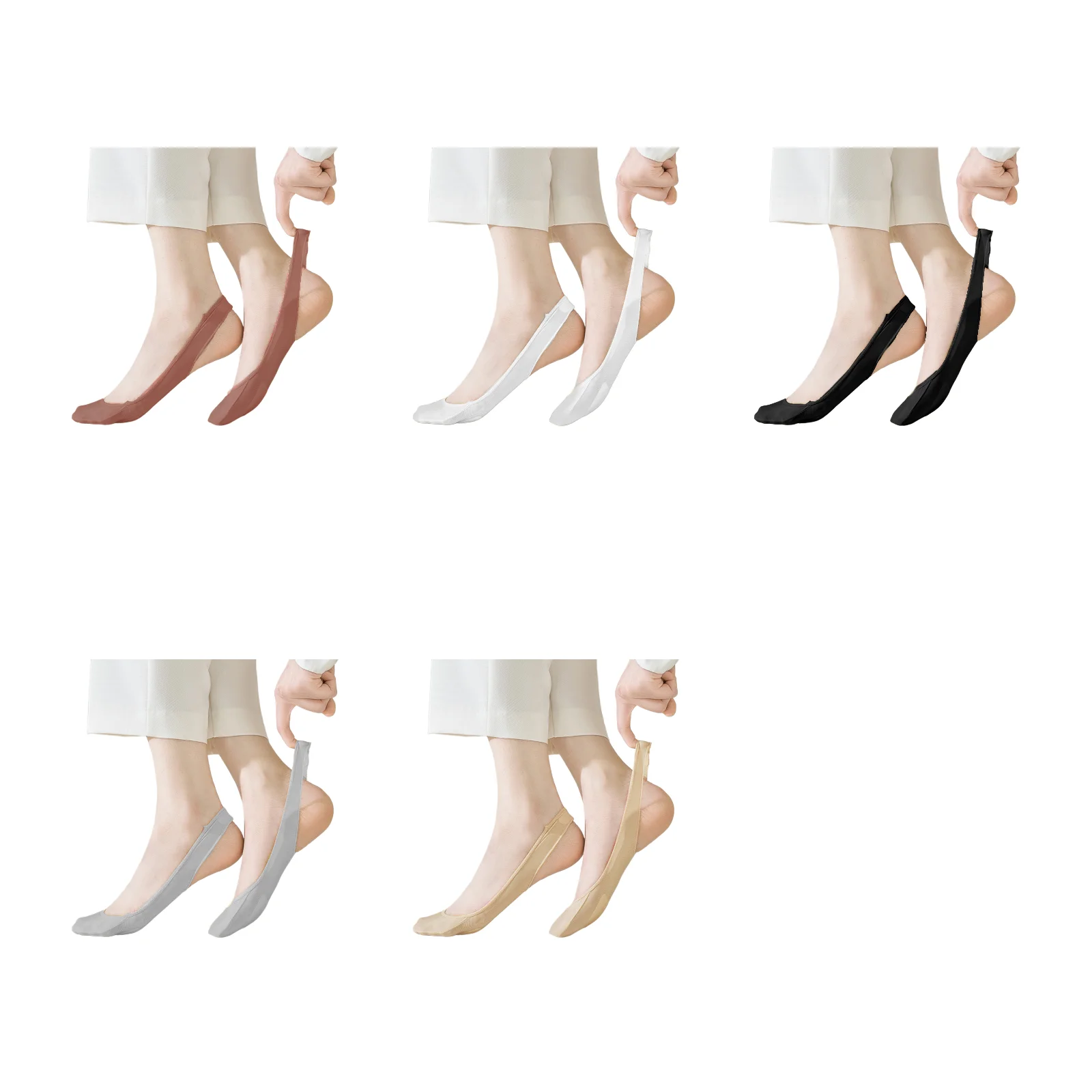 

Half-length garter stockings, ice silk boat socks, five-color suit (red/white/black/grey/skin)