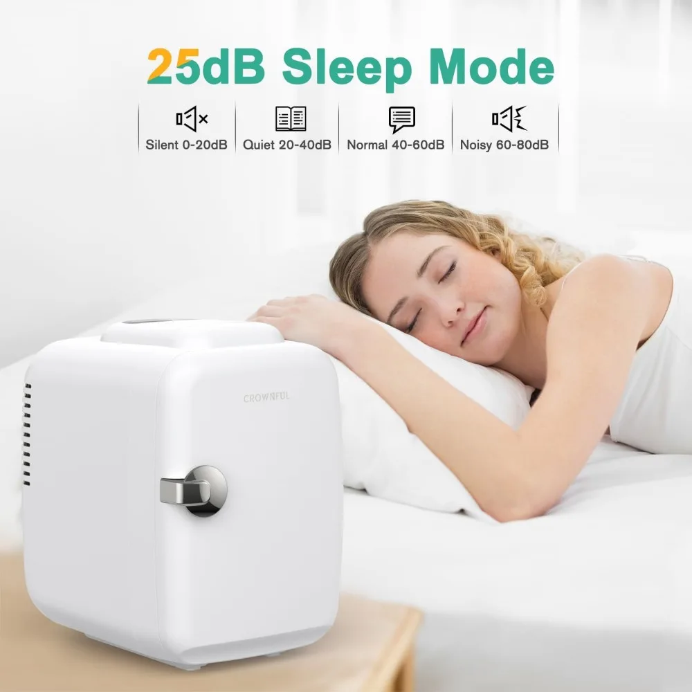 ثلاجة صغيرة، 4 لتر/6 علب مبرد محمول وتدفئة ثلاجة شخصية للعناية بالبشرة، مستحضرات التجميل، المشروبات، الغذاء، قائمة ETL