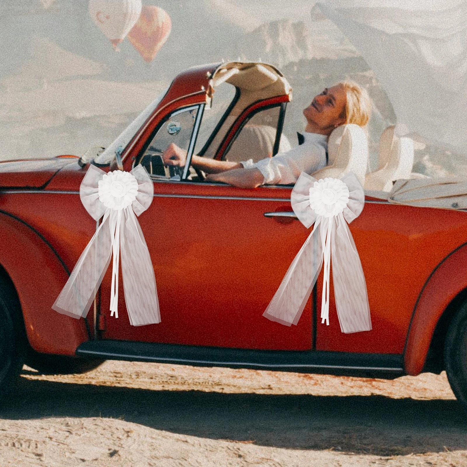 

2pcs Bow Big Ribbon Bows For Decor Elegant Bridal Vehicle Kit Wedding Pew Decorations Car Wedding Decorations Bow For Car