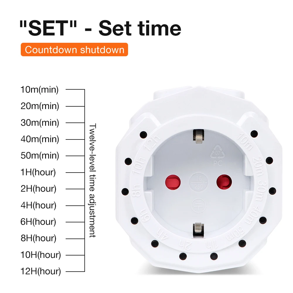 Timer Socket 10 Minutes To 12 Hours Timer Switch Smart Countdown Switch Indoor Auto Power off Charge Protection 16A 230V