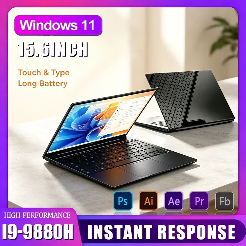 New Business Black Intel Core i9-9880H 15.6" Gaming Laptop Portable Computer PC Smooth 32GB RAM Fingerprint Unlock Notebook PC