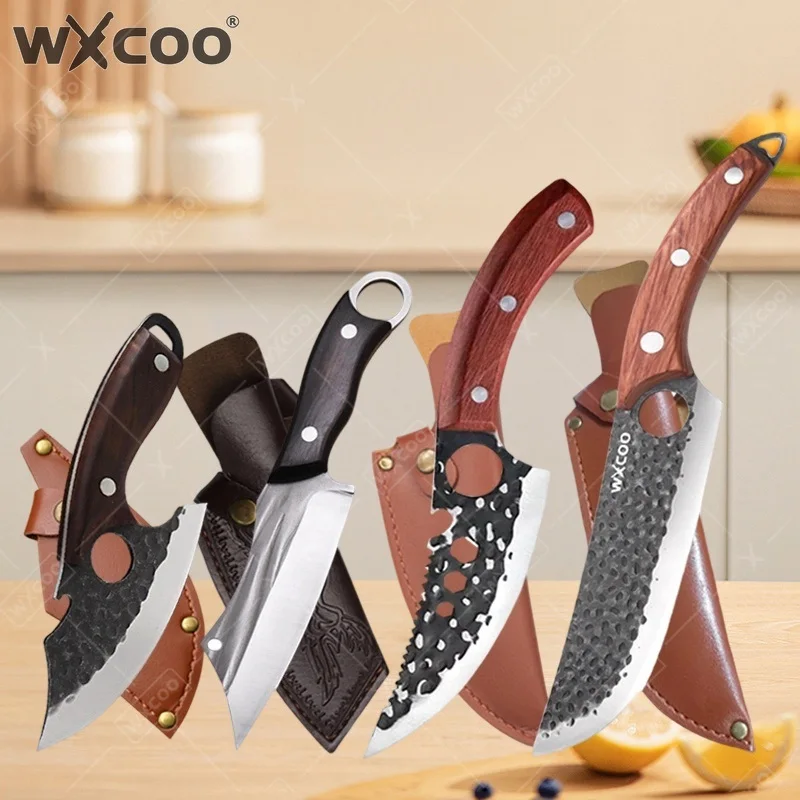 WXCOO Handmade Forged Full Tang Meat Cleaver Chef Knife Butcher Knife for Barbecue Kitchen Cooking Knife Kitchen Accessories