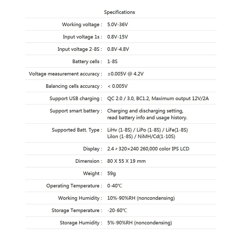 ISDT BattGo BG-8S vérificateur de batterie intelligent 2.4 IPS écran LCD contrôle numérique de la capacité de la batterie pour batterie LiHv/LPo/LiFe etc.