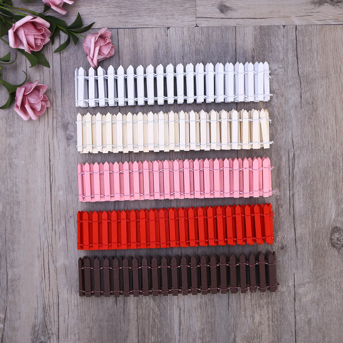 100cm 5cm Mini Wood Picket Fence DIY Micro Landscape Garden Decor Christmas Tree Border Miniature Micro Plant Pot Ornament