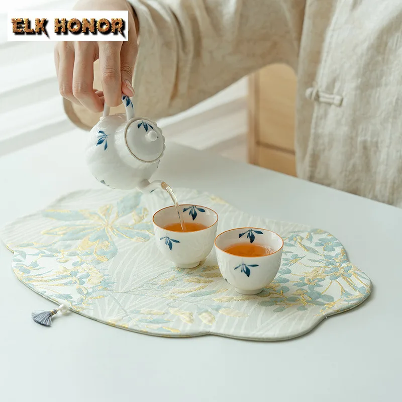 Chinese Golden Silk Pear Flower White Tea Professional Rag Double-sided Tea Tea Table Mats Zen Tablecloth Insulated Cup Placemat