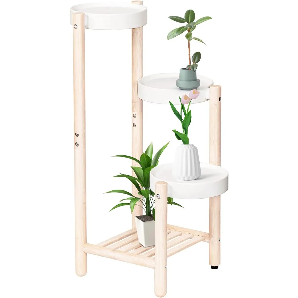 

Plant Stands Indoor, 4 Tier Bamboo Plant Rack Corner Flower Stand for Multiple Plans, Tall Plant Shelf Pot Holders for balcony