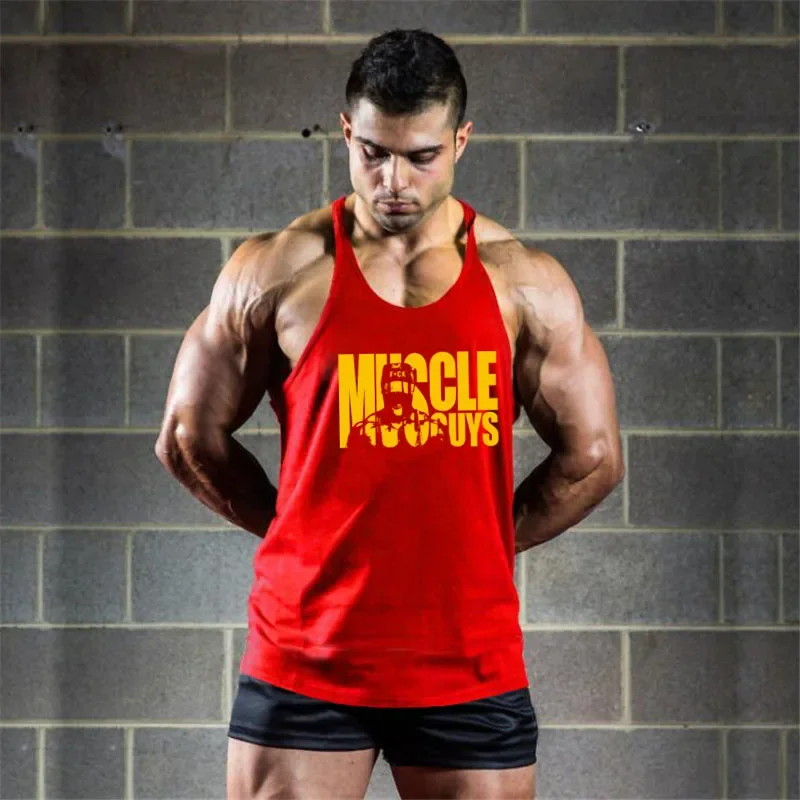 Muscleguys Cotton Gym Tank Tops Men Y Back Running Vests Fitness Stringer Sleeveless Tanktops Bodybuilding Clothing Undershirt