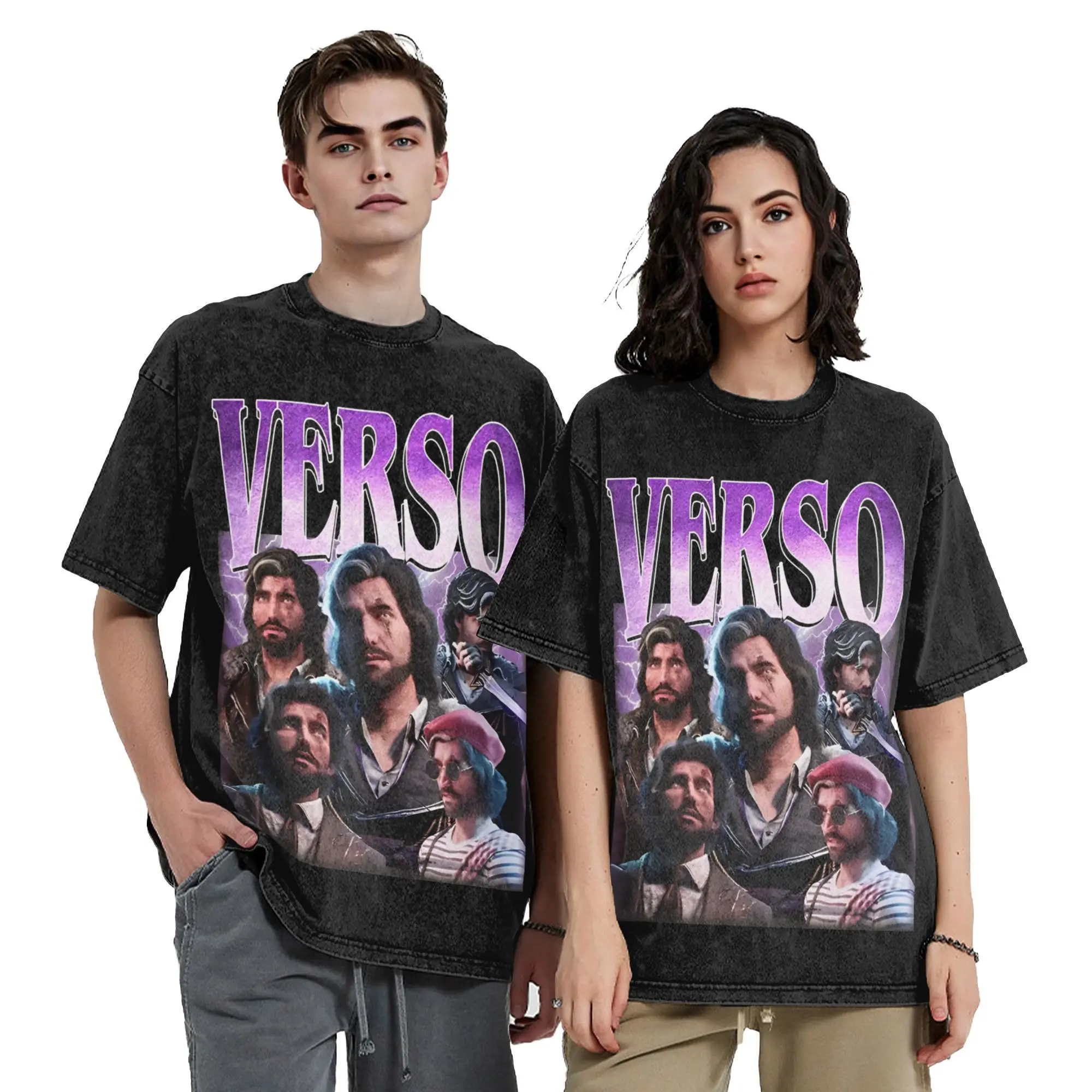 

Couple T-Shirt Verso Vintage Expedition 33 Washed T-Shirts Harajuku Summer Tee Shirt Y2K Basic Custom DIY Cotton Clothing