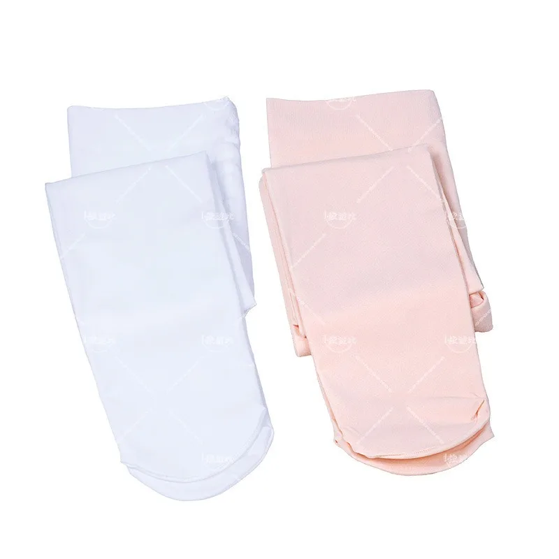 Children's dance socks, girls' spring and summer thin one-piece white long tube sports leggings, anti hook socks