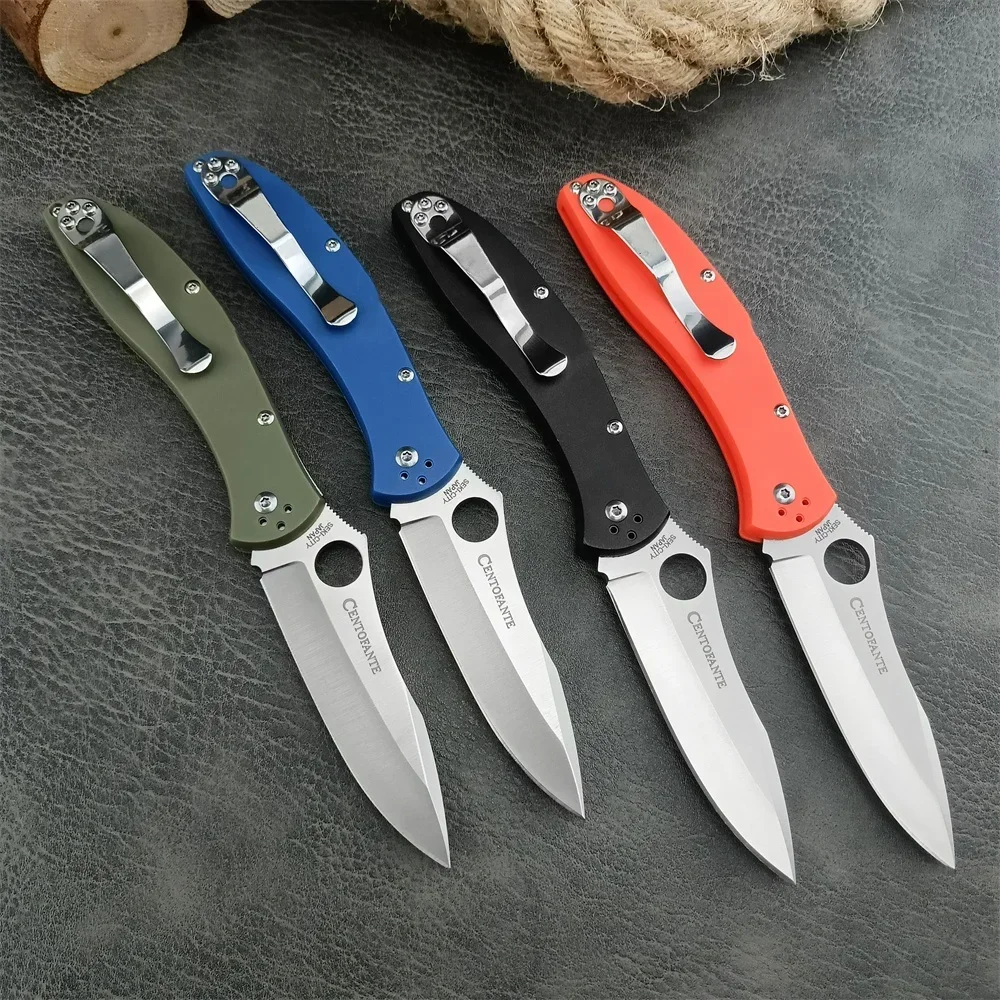 High Quality Centofante 3 Folding Knife D2 Plain Blade Nylon Fiber Handles Pocket Camping Hunting Tactical Knives EDC Multitool