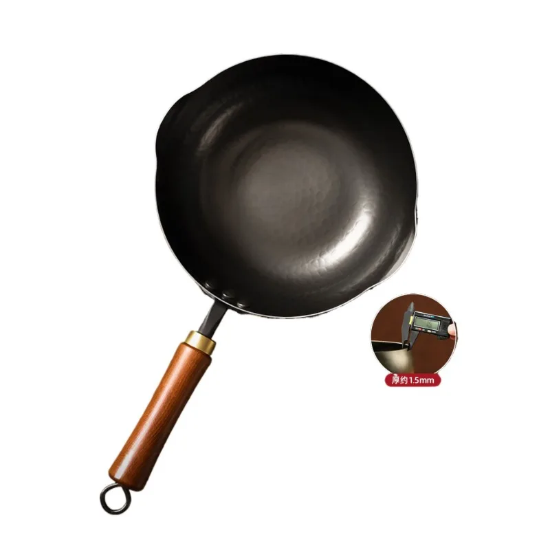 Handmade iron pan Uncoated non-stick pan Wrought iron small wok