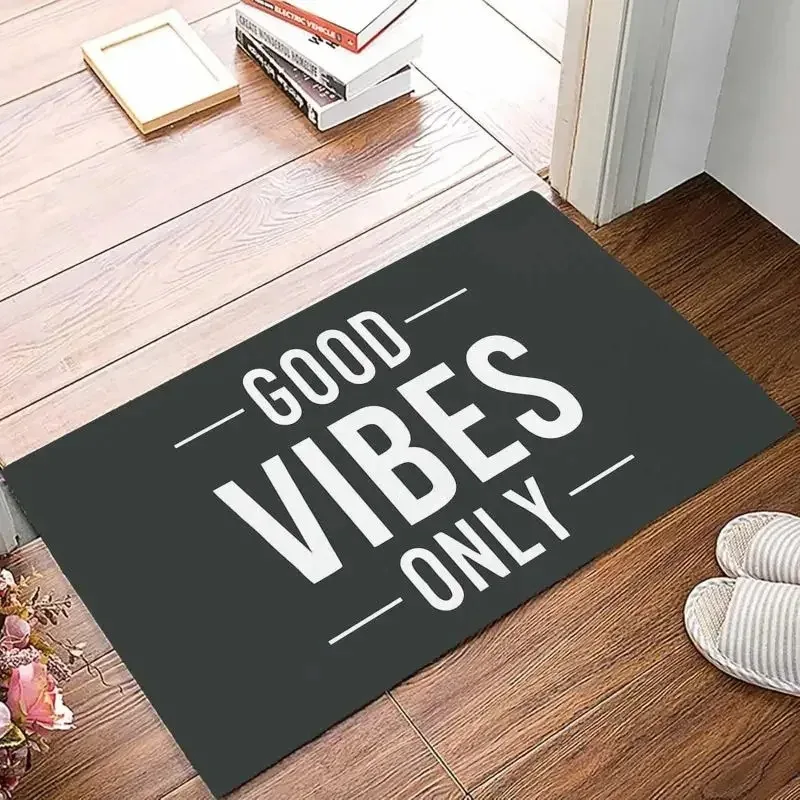 إيجابي إقتباس سجادة باب مشاعر جيدة فقط تصميم ملون ديكور المنزل البساط مقاوم للماء عدم الانزلاق ترحيب حصيرة لغرفة المعيشة مدخل