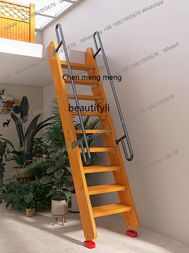 X Solid Wood Loft Stairs Overall Wooden Ladder Household Ladder Climbing Ladder Engineering Straight