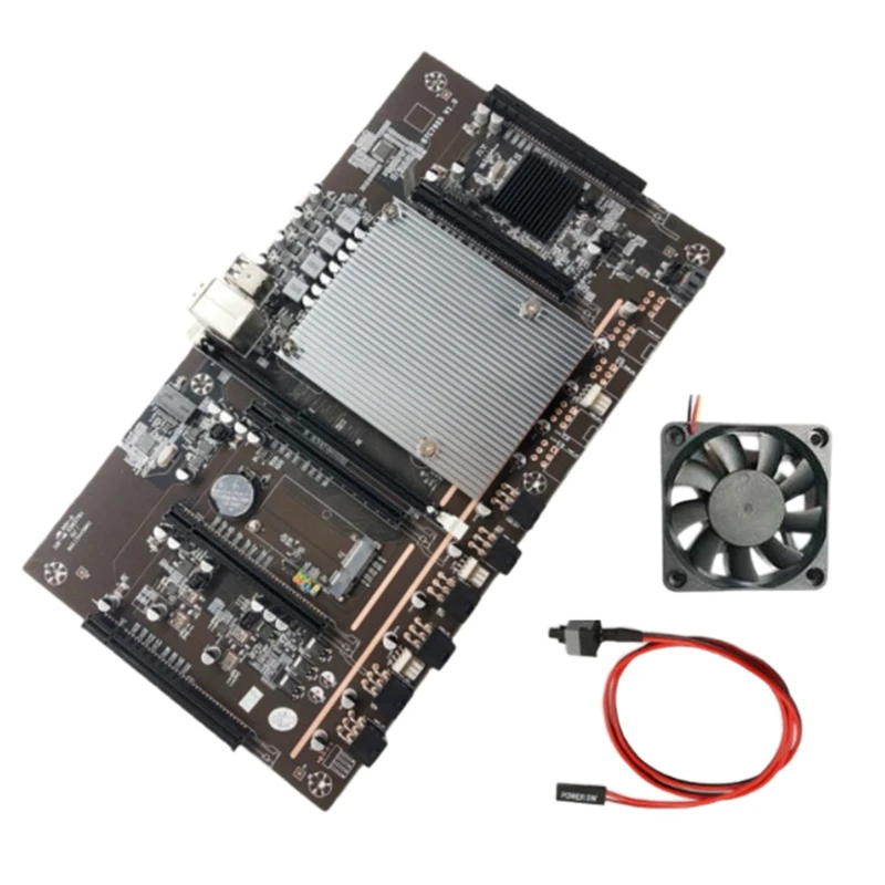 

X79 H61 BTC Mining Motherboard 5X PCI-E 8X With Cooling Fan+Switch Cable LGA 2011 DDR3 Supports 32G 60Mm Pitch