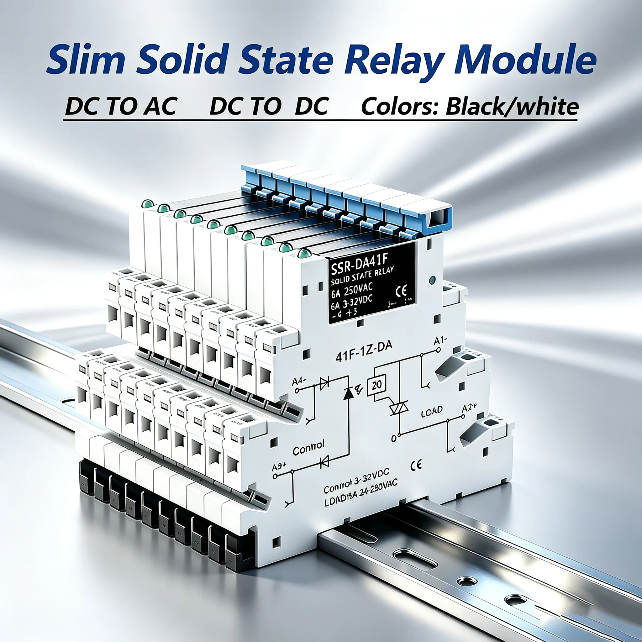 DC Control AC 6A Slim Interface Solid State Relay Module DIN SSR Slim Relay DC Control DC 41F-1Z-C2 SSR Relay DIN Rail