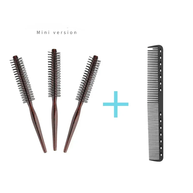 

Nylon Round Hair Brush Anti-Static Comb Hairdressing Blow Drying Blow Bangs Pear Head Straight Hair Hairdressing Wooden Comb