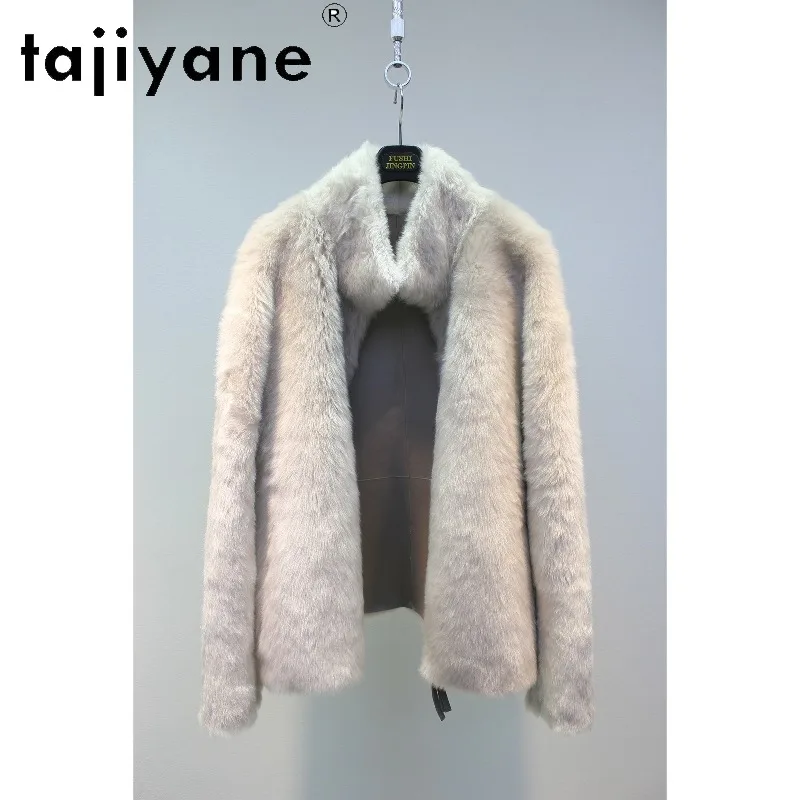 TAJIYANE Natural Baby Lacon Lamb Fur Shearling Jacket Mid Length Outerwear Winter Real Fur Coat Women Fourrure Overcoat Дубленка