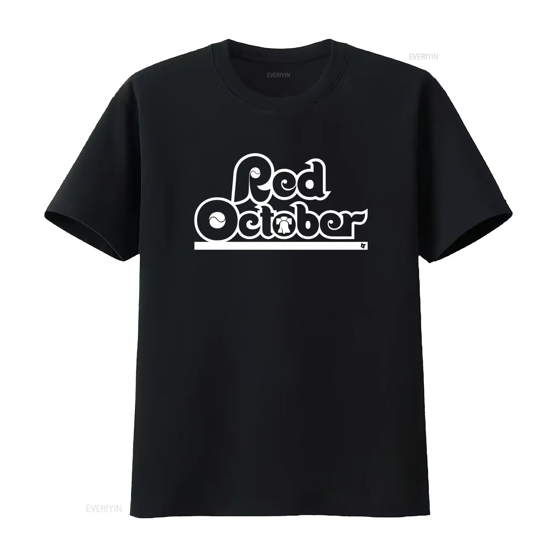 Red October Print T Shirt for Men Stylish and Trendy Design vintage Washed streetwear designer clothes graphic homme Versatile