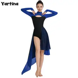 Women Adult Ballet Lyrical Dance Bodysuit Dresses Cutout Backless Gymnastics Leotard Artistic Figure Skating Dance Body Costumes
