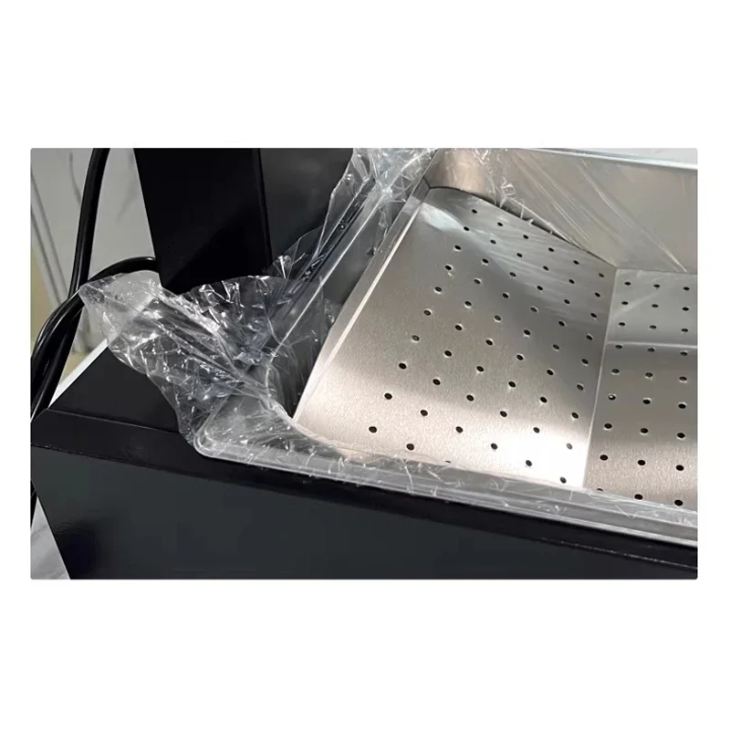 French Fry Warmer Fried Chicken/French Fry Display Case Food Oil Filter Station with Heating Lamp French Fry Workstation