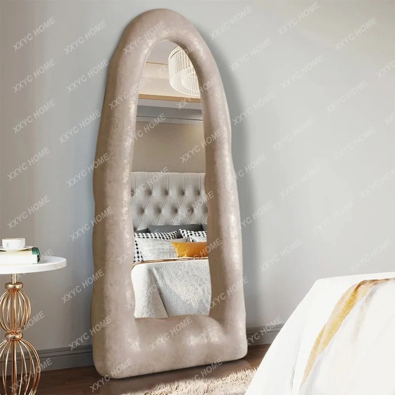L retro full body floor mirror bedroom dressing special-shaped irregular cream style