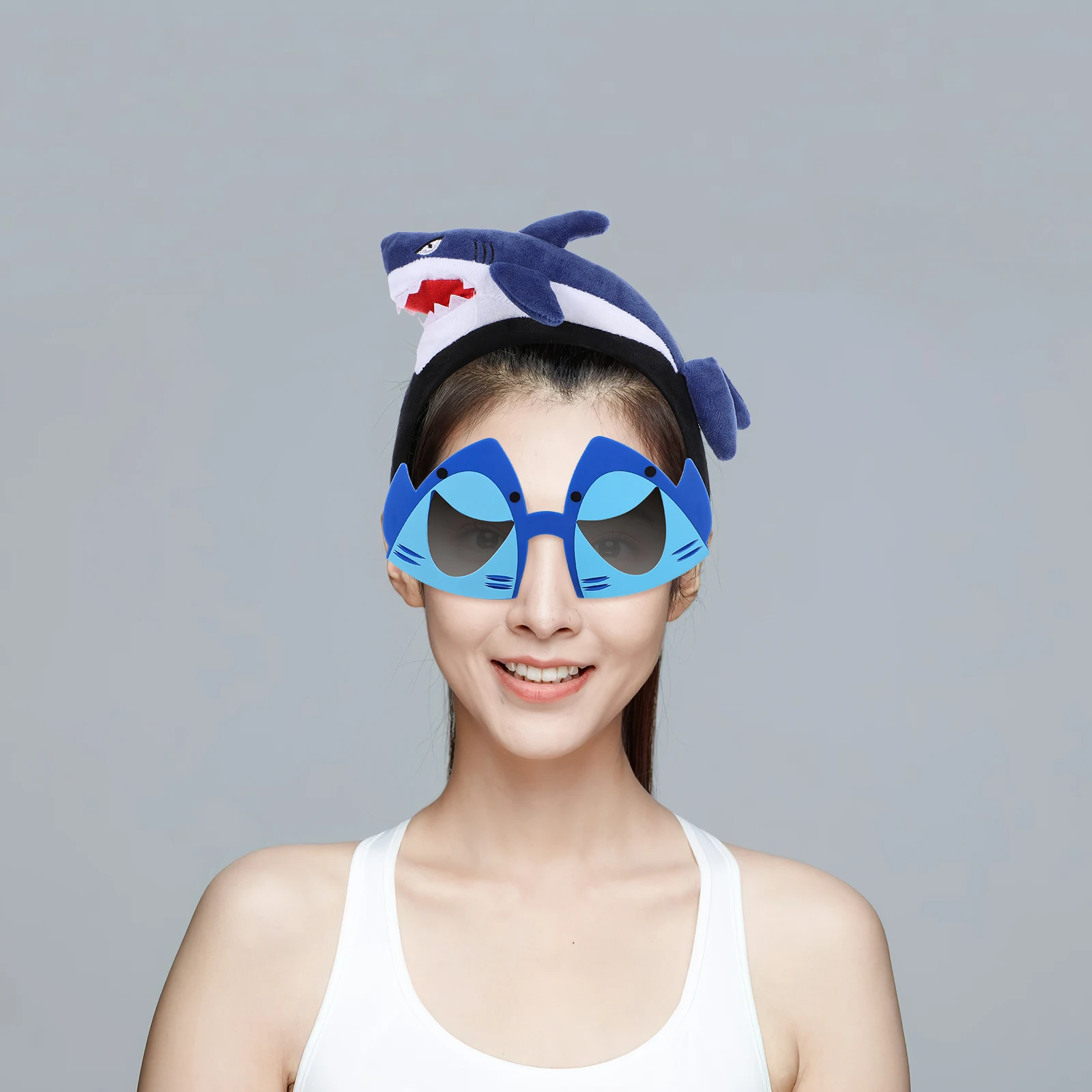 

2pcs Shark Headband Set Creative Ocean Pool Party Decorations Photo Booth Props Dress Up Accessories For Adults Teens