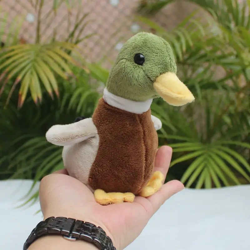 Simulated Animal Green Head Duck Mallard Wild Nature Model Plush Toy Stuffed Doll Bag Decoration Key Ring Chain Girl Boy Gift