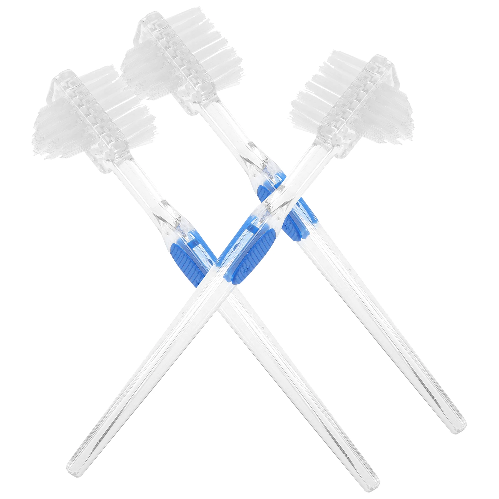 

3Pcs Double Head Denture Brush Transparent Non Slip Handle for Dentures and Retainers False Teeth Cleaning Tool