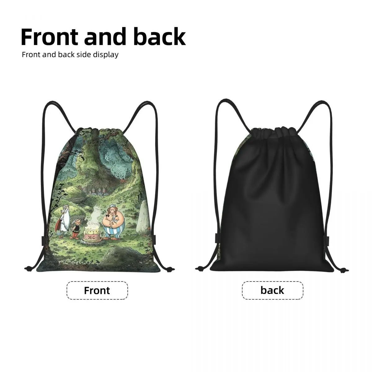 Asterix And Obelix Backpacks Multi-function Portable Drawstring Bags Shoes Bag Book Bags For Travel Students