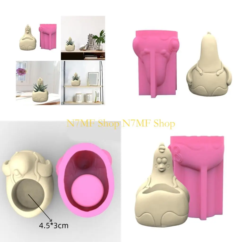 

N7MF Planter Silicone Molds Hen Flower Pots Epoxy Resin Mould for DIY Holder Pen Holder Vase Mold Home Decor