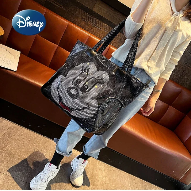 Disney Minnie New Women\'s Handbag Cartoon Fashion Women\'s Shoulder Bag Luxury Brand Diamond Embedding Women\'s Bag Large Capacity