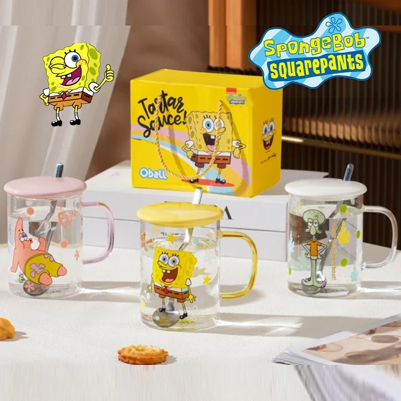 SpongeBob Coffee Tea Milk Mugs Cups with Handle Cartoon Glass High-temperature Resistant Companion Gift Gift Couples Office Cups