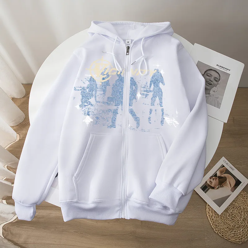 

2024tiki new VICINITY series printed zipper sweatshirt oversize hoodie zip women's sweatshirt hoodie women's men's long sleeve