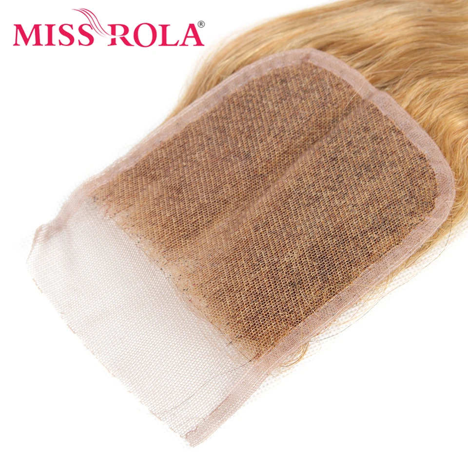 Miss Rola-Encerramento de Cabelo Liso Brasileiro, 100% Cabelo Humano, Cabelo Remy, Fechamentos de Renda 4x4, Marrom e Vermelho, 99J Highlight