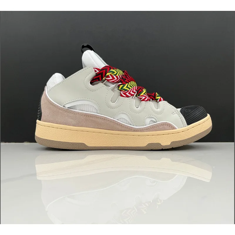 Leren sport- en vrijetijdsschoenen met veters voor heren en dames, retro boardschoenen, nieuwe papa-schoenen
