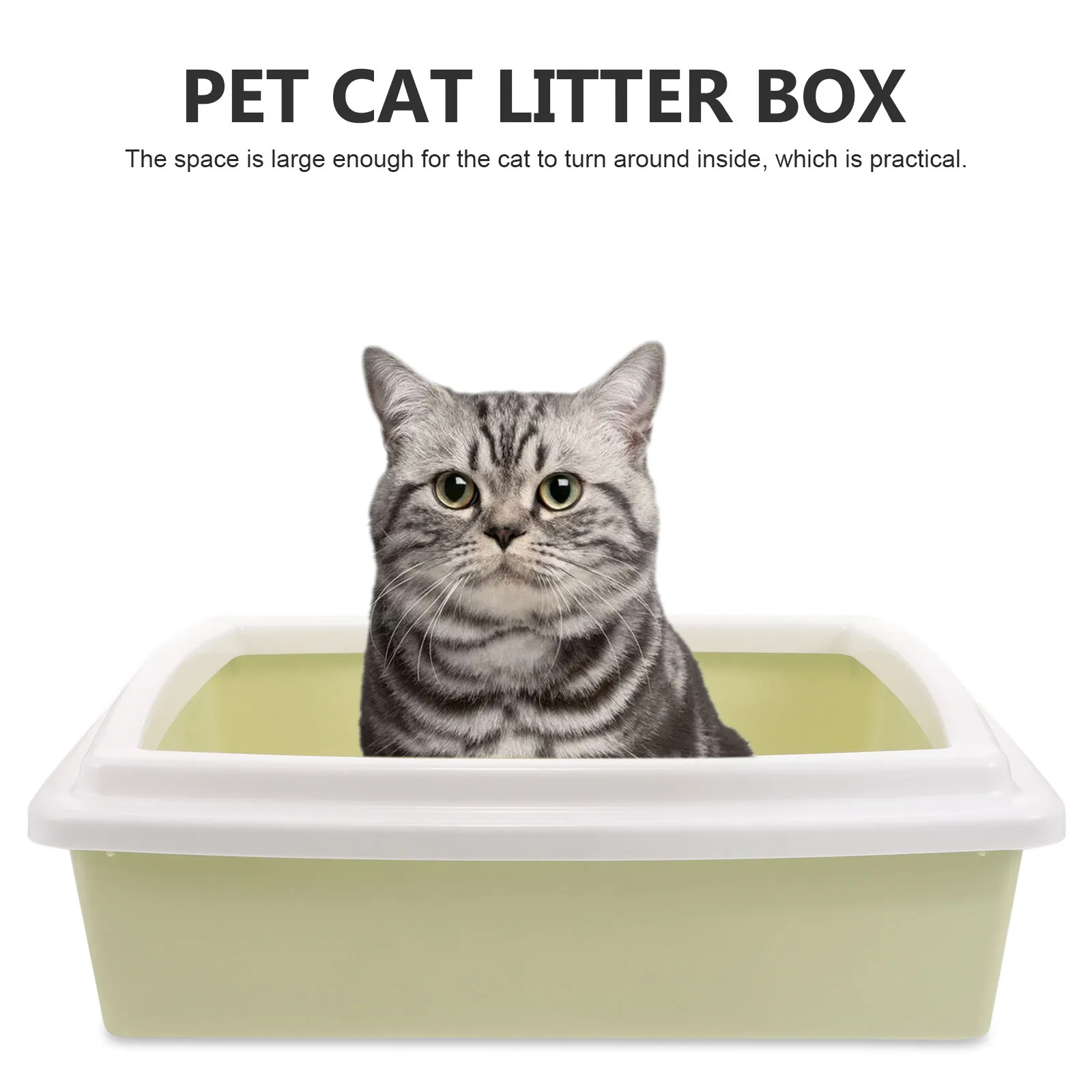 

1 set Cat Box Semi-Enclosed High Sides Anti-Splash Large Capacity Open Top Easy Clean Pp Material With Scoop For Household Cat